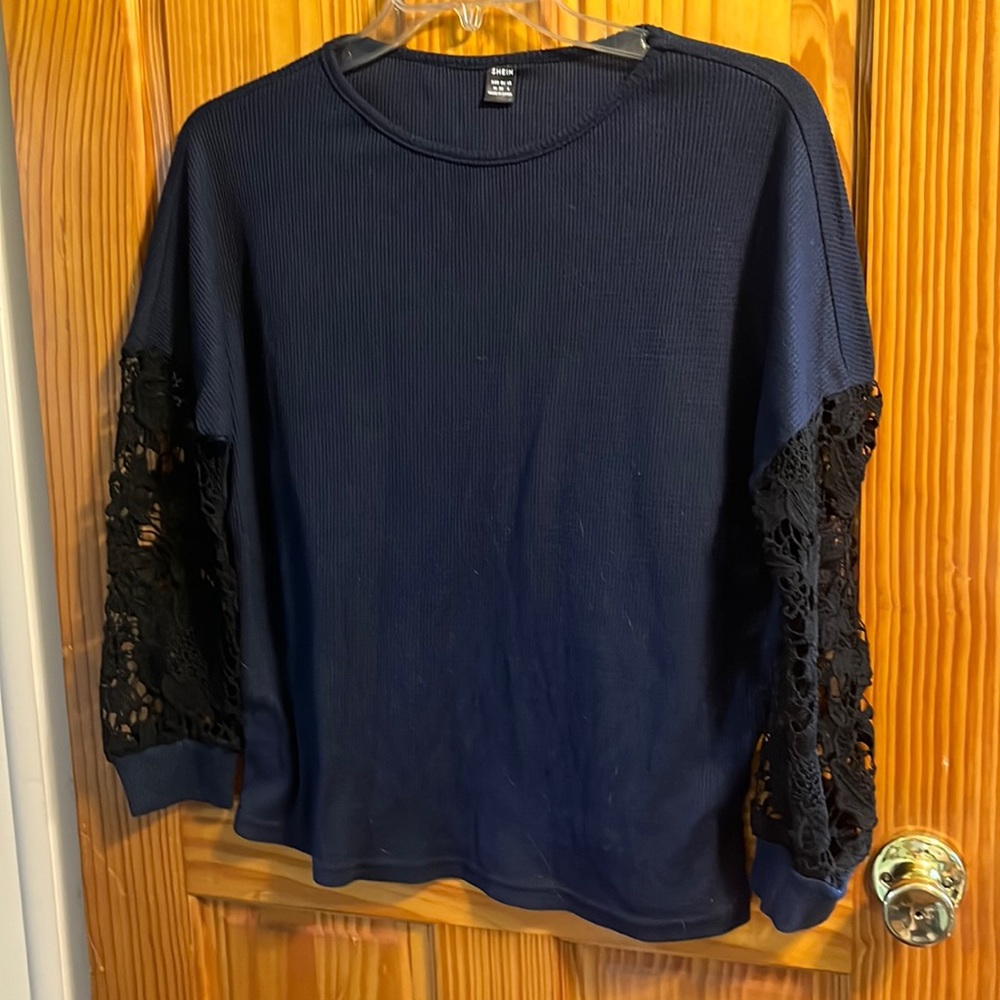 Long sleeve size medium romantic top with lace sleeves by Shein